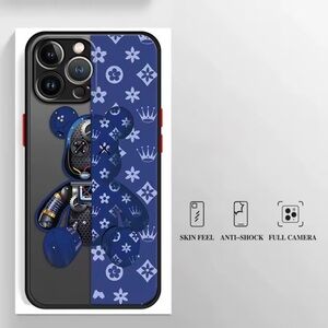 iPhone 16 Pro Max Case 3D Bear Navy Blue Shockproof Designer Aesthetic